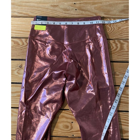 NWT Nike Dri Fit Metallic Leggings Size Small Women’s Pink Mid Rise MSRP $85 - Picture 9 of 10